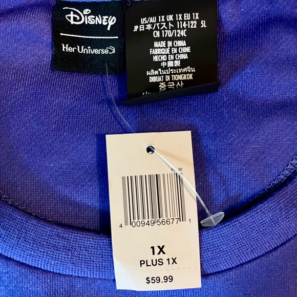 Disney Her Universe Cinderella Blue Top Puffed Sleeves Fleece Lining New… - Picture 6 of 12